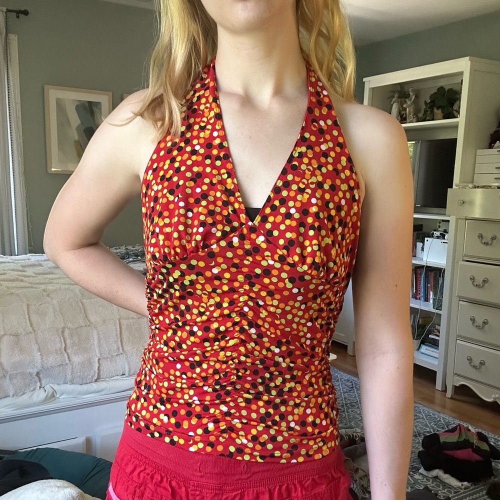 y2k no boundaries polka dot halter top
